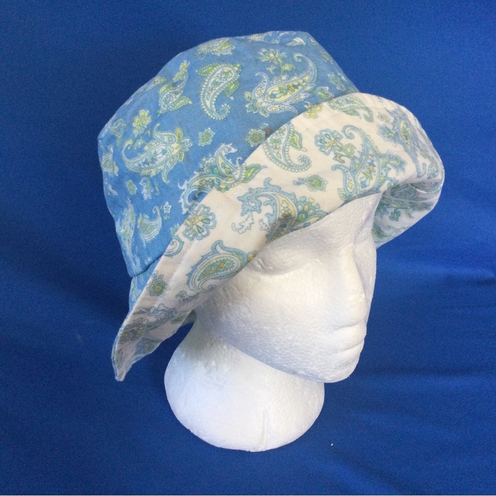 Paisley Blue and White Women's Bucket Hat Reversible